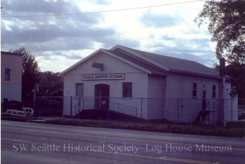 This building at 4857 Delridge Way now houses the Disabled American Veterans Association.   Originally built in 1914 by neighborhood members, the Youngstown Improvement Club was formed to create a meeting place where residents could plan the future of the community. Circa 1970's.